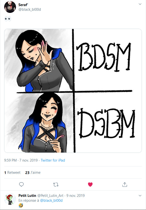 seraf ne veut pas entendre parler de bdsm, mais elle aime le dsbm