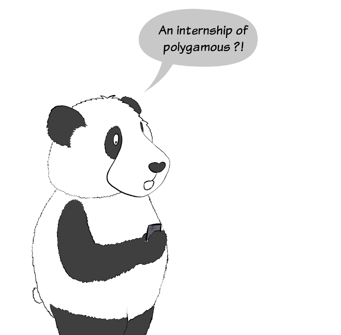 But the autocorrect has done a weird job and has changed the message that Moustache received. he received "I don't know if this year again I will do an internship of polygamous", so he is shocked.
