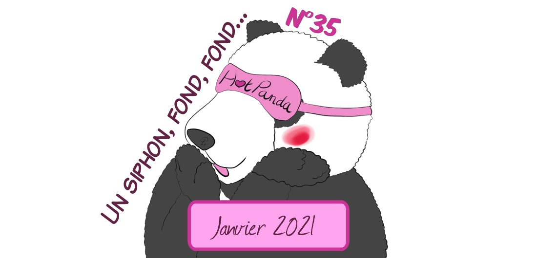 Illustration d'un panda qui fait "huhu" en rougissant. C'est l'épisode 35 des HotPandas, l'épisode s'appelle "Un siphon, fond, fond..."