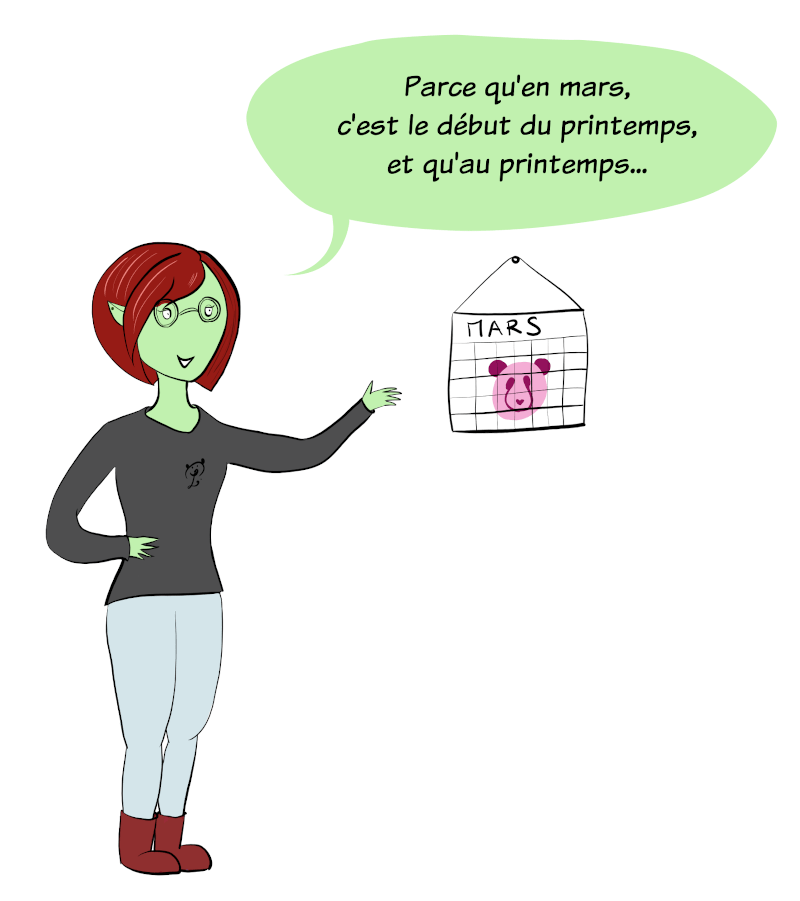 C'est parce qu'en mars, c'est le début du printemps, et au printemps il y a...