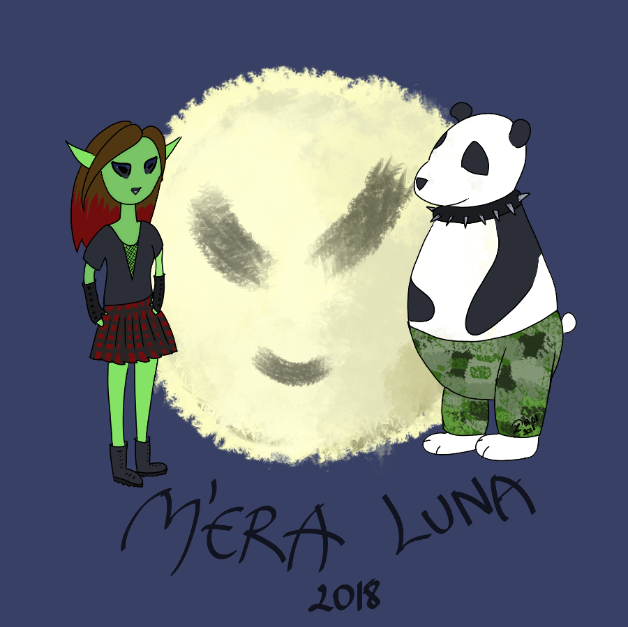 Illustration de petit lutin artiste en 2018 en l'honneur du mera luna 2018