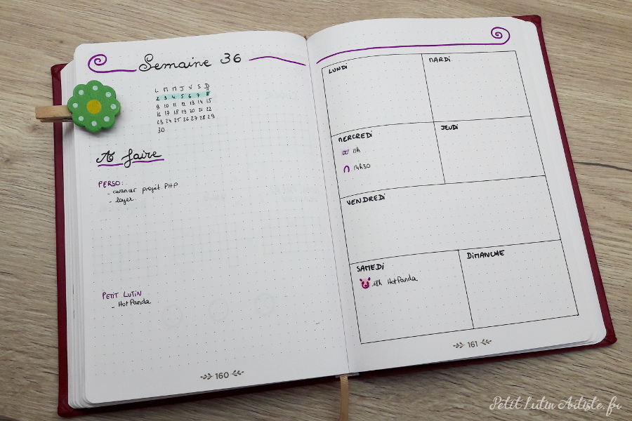 Belette Journal, mon bullet journal de septembre 2019, première semaine complète de septembre