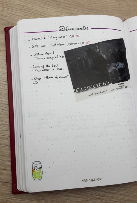 Belette Journal, mon bullet journal de aout 2019 - page de découvertes
