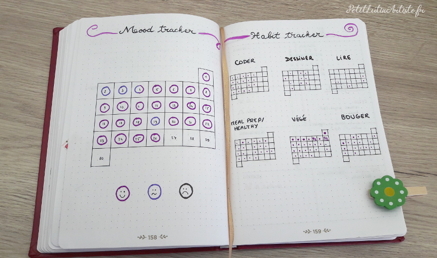 Belette Journal, mon bullet journal de septembre 2019, mood tracker et habit tracker