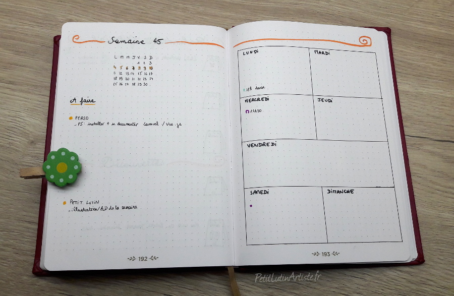 Belette Journal, mon bullet journal de novembre 2019, la première semaine complète du mois