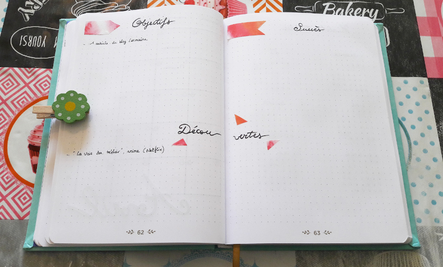 Belette journal : double page objectifs/succès/découvertes