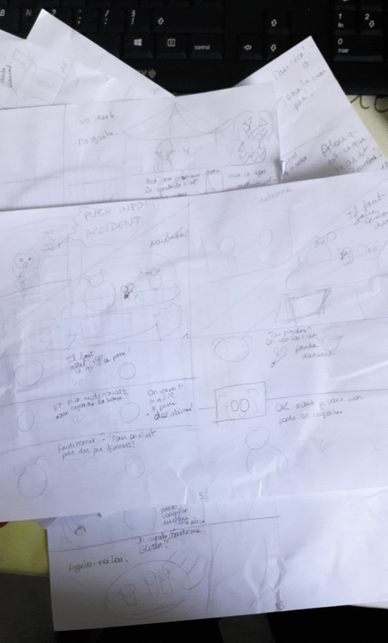 brouillons sur des feuilles A4