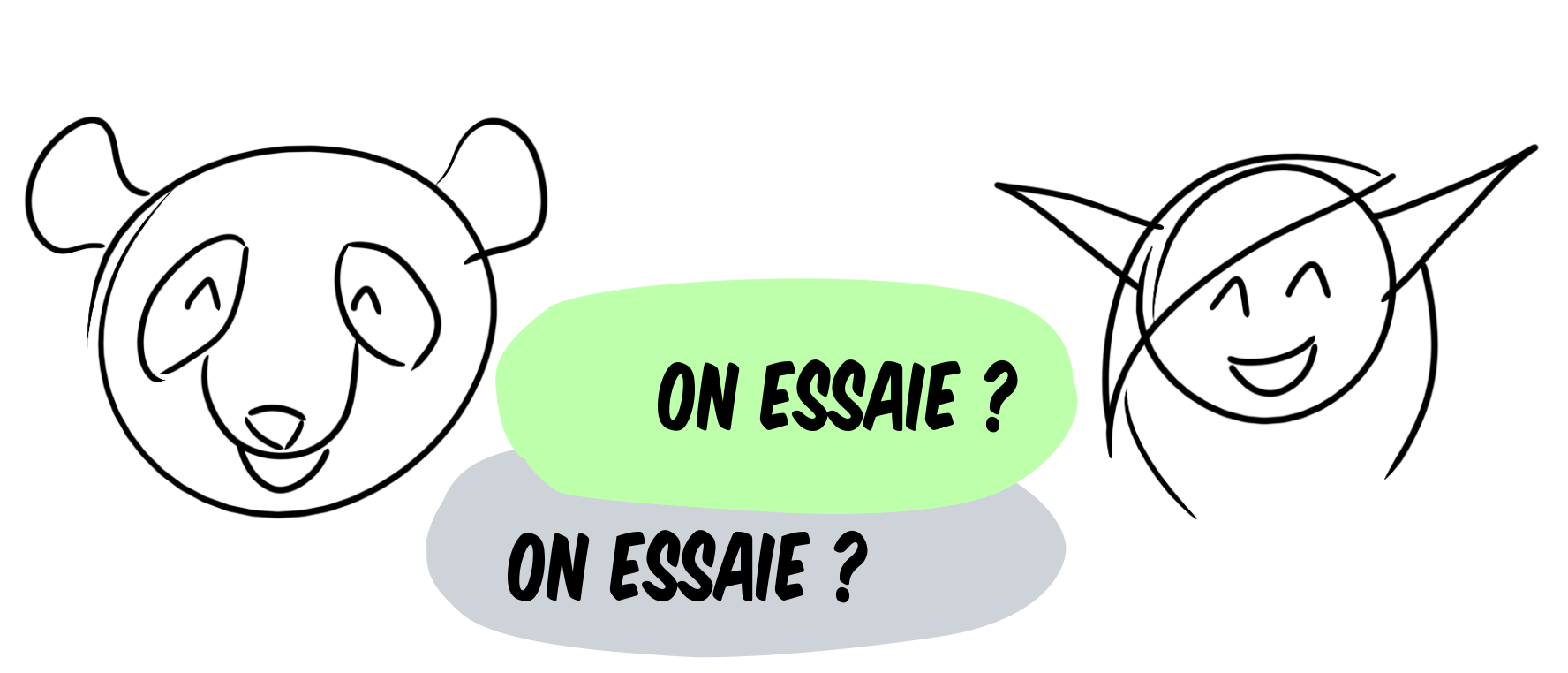 Petit Lutin et Moustache veulent essayer !