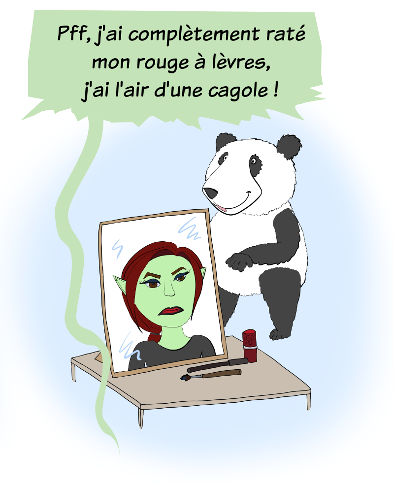 Case de BD : un lapin utilise une cuillère spéciale pour faire une boule de glace au chocolat.