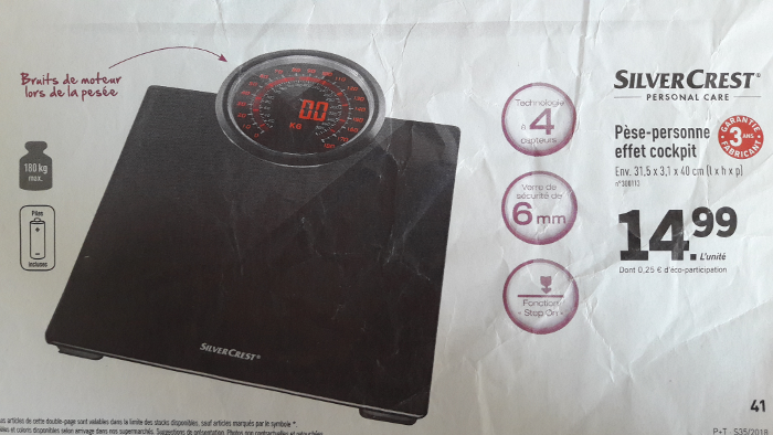 Photo : la balance en question (pub lidl)