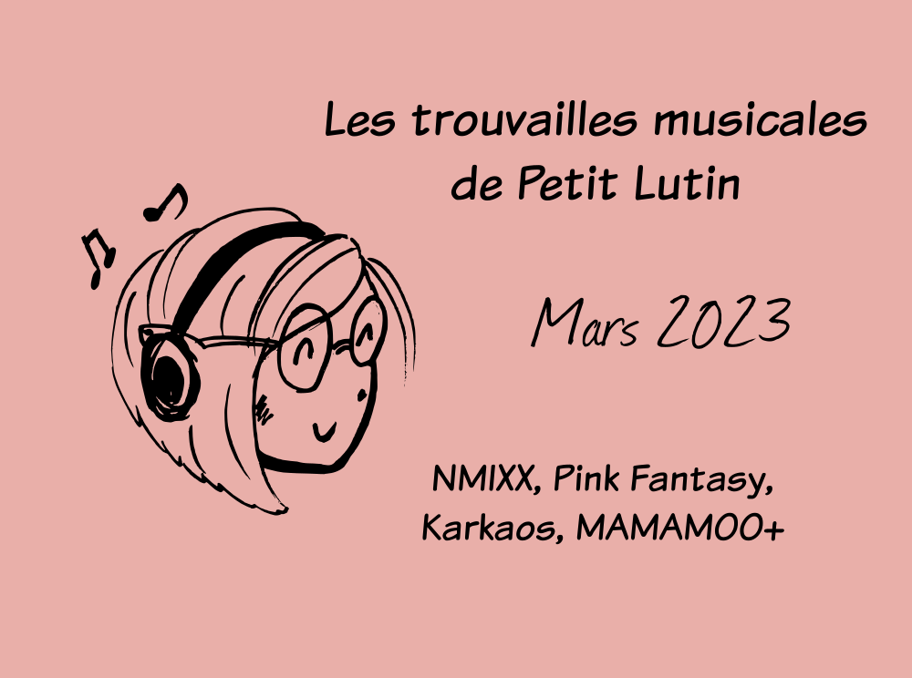 logo des trouvailles musicales, avec un dessin sur fond coloré de Petit Lutin qui écoute de la musique