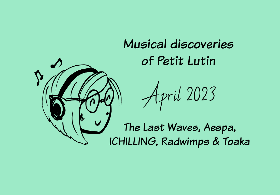 banner with Petit Lutin listening to music